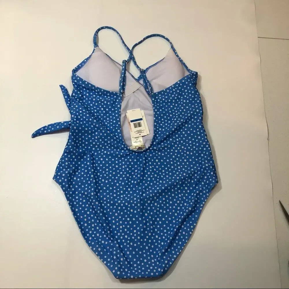 Jessica Simpson blue polka dot One-Piece Swimsuit